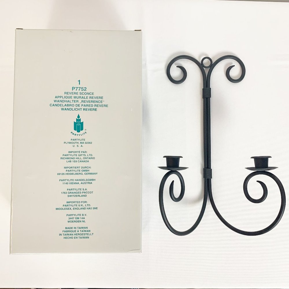 PartyLite Revere Wrought Iron Black Wall Sconce P7752 New in Original Box - Picture 6 of 9
